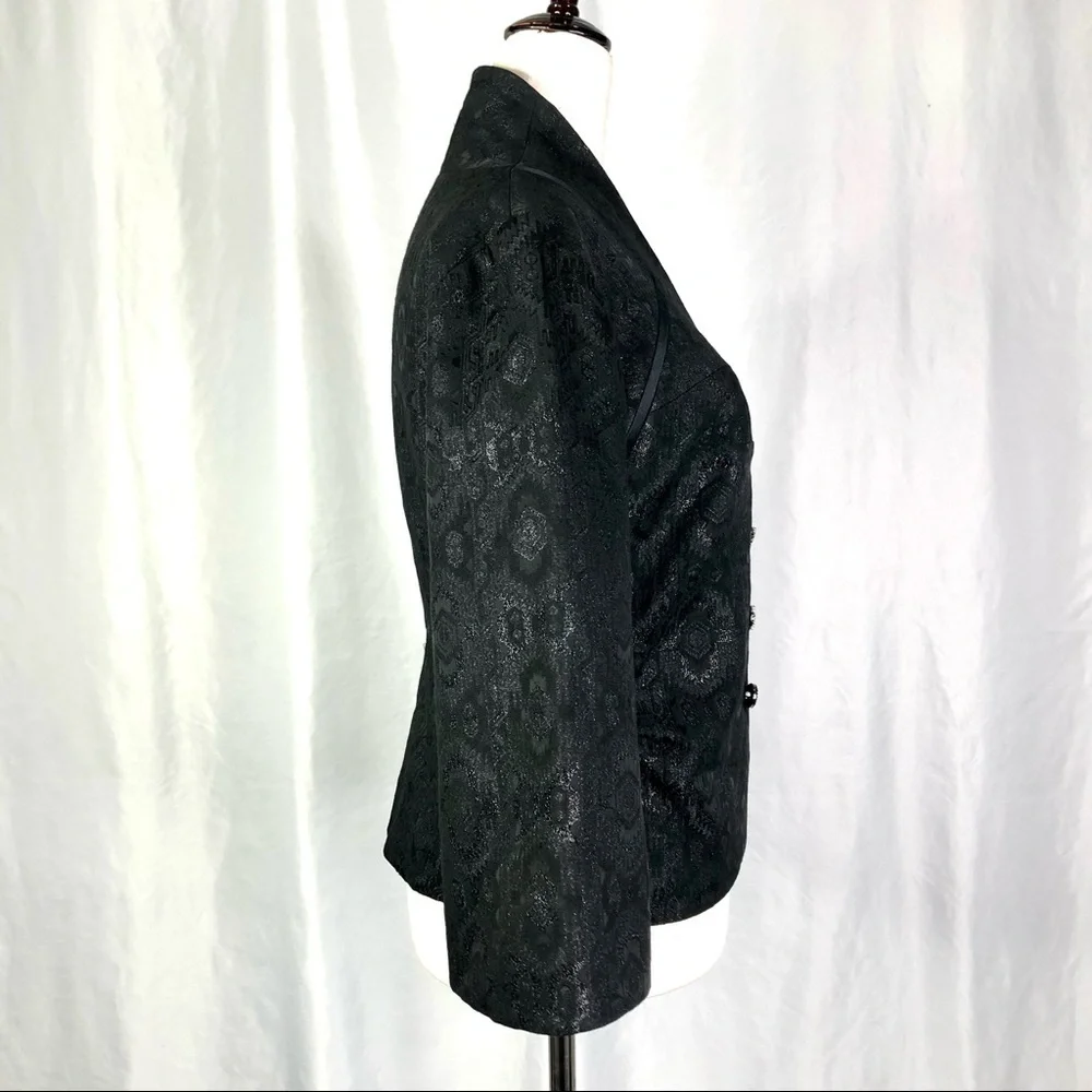 Nicole Miller Collection vintage jacket black metallic brocade bell sleeves S - Picture 5 of 11